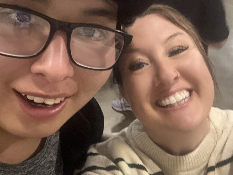 Two happy students taking a selfie