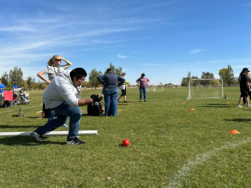 Student participating in an outdoor event