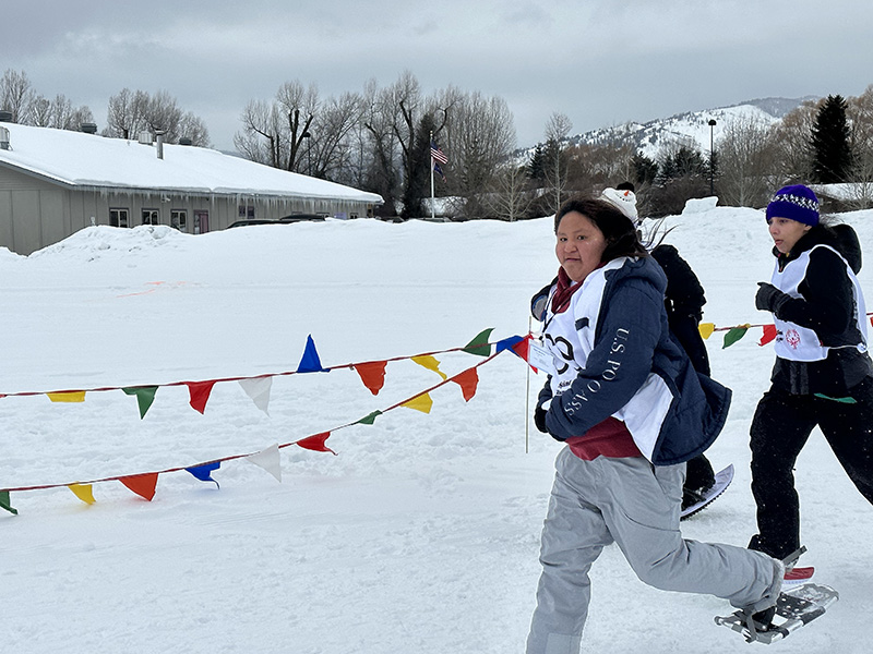 Fort Washakie Eagle Athletes participating in State Snoweshoeing Special Olympic Games 